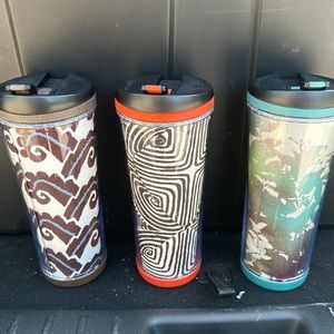 Starbucks insulated coffee mugs 16 ounces 2007 patterned brand .  $ 30 for 3